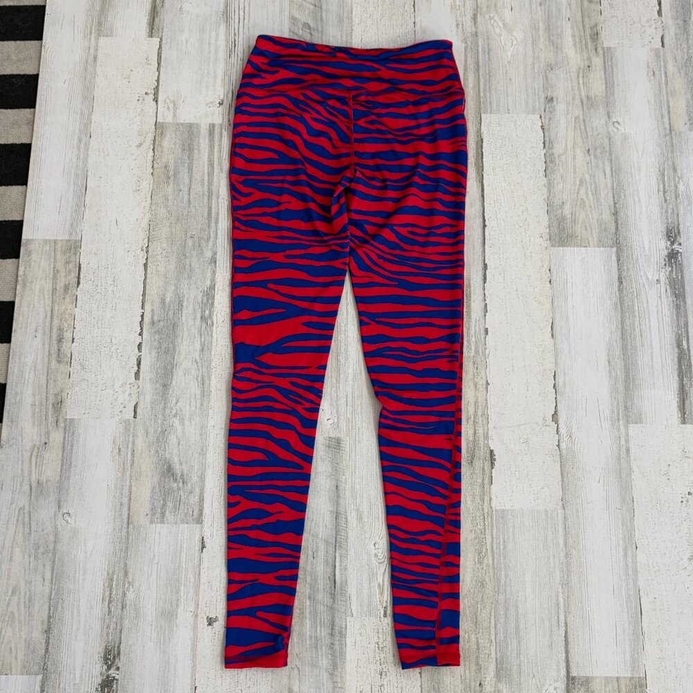 Team Tights Women's Size Small Red/Blue Zubaz Style Print Buffalo Bills Colors - Picture 3 of 4